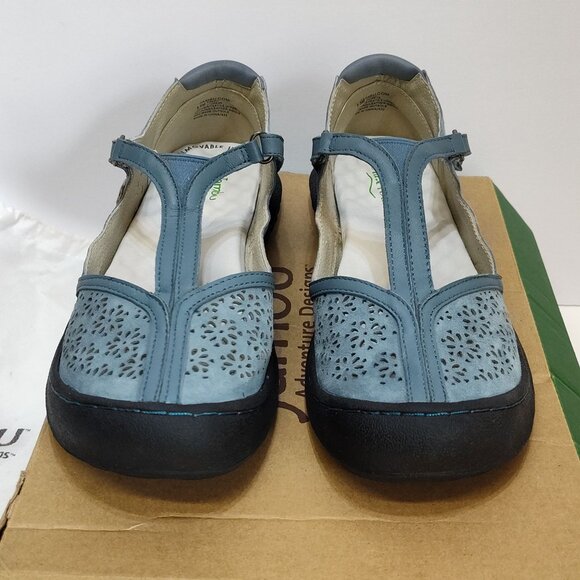 Jambu Creek Denim Daffodil Classic T-Strap Flats Mary Janes 8.5M Adjustable EUC - Picture 6 of 12